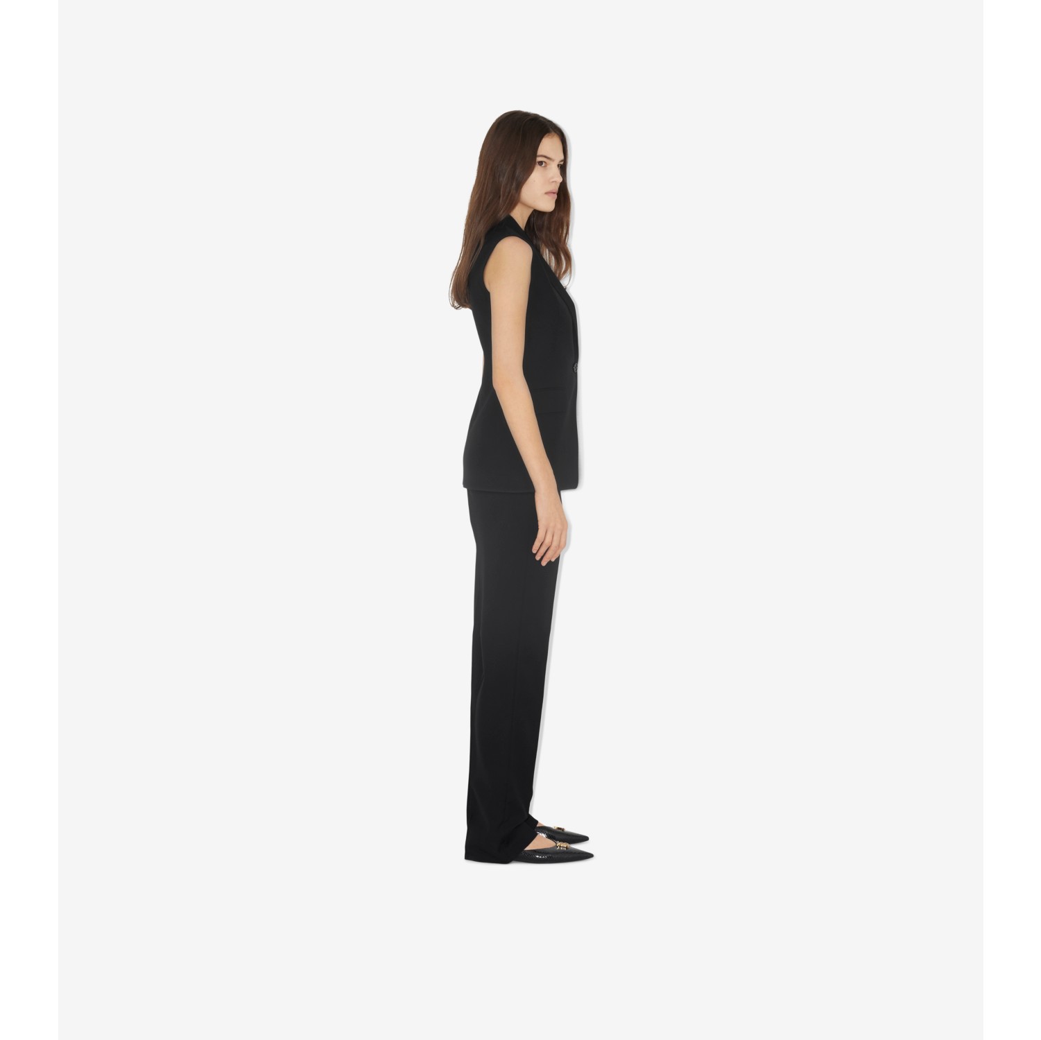 Sleeveless Wool Tailored Jacket in Black - Women | Burberry® Official