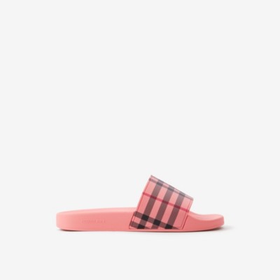 Burberry 10mm Furley Rubber Pool Slides In Pink
