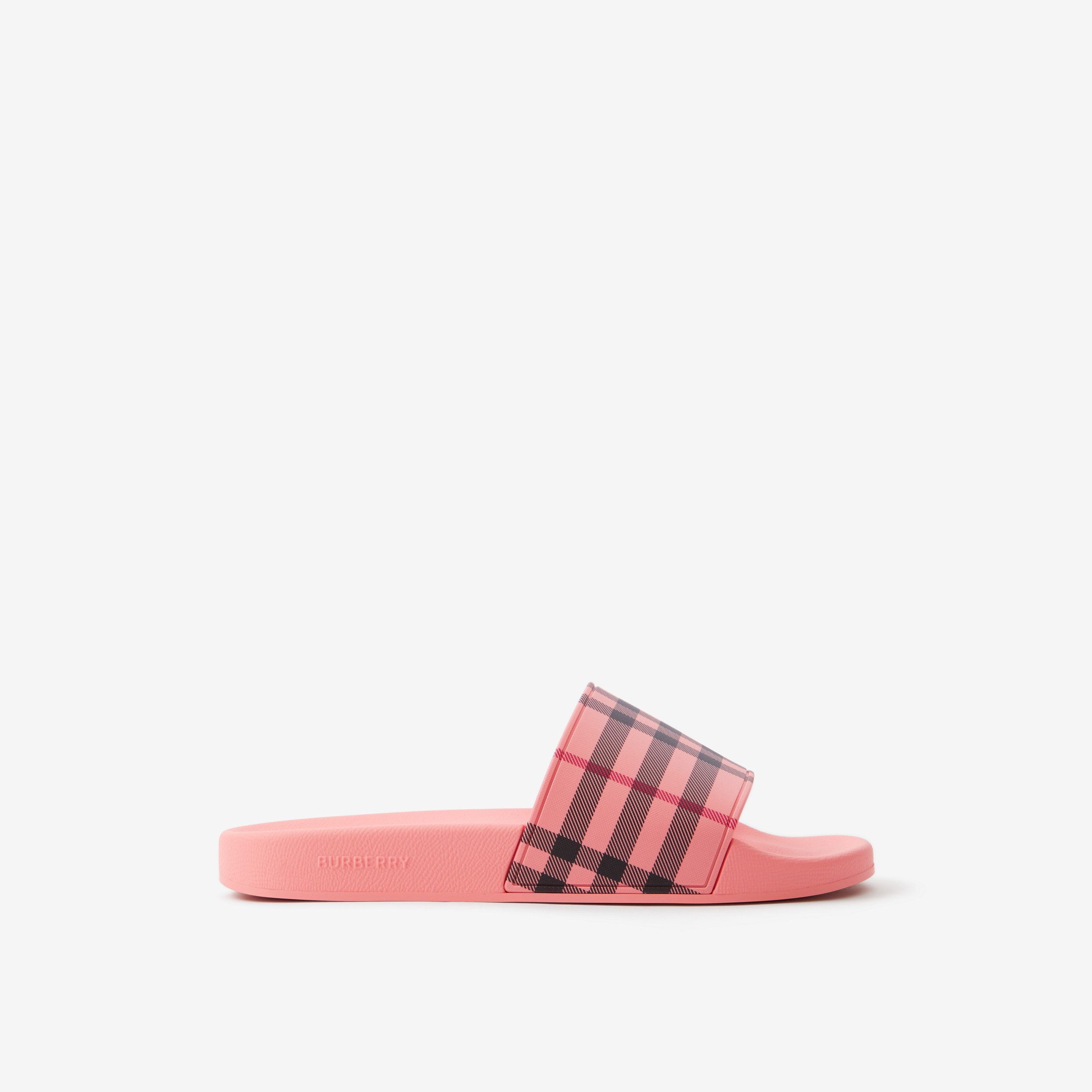 Check Print Slides in Candy Pink - Women | Burberry® Official - 1
