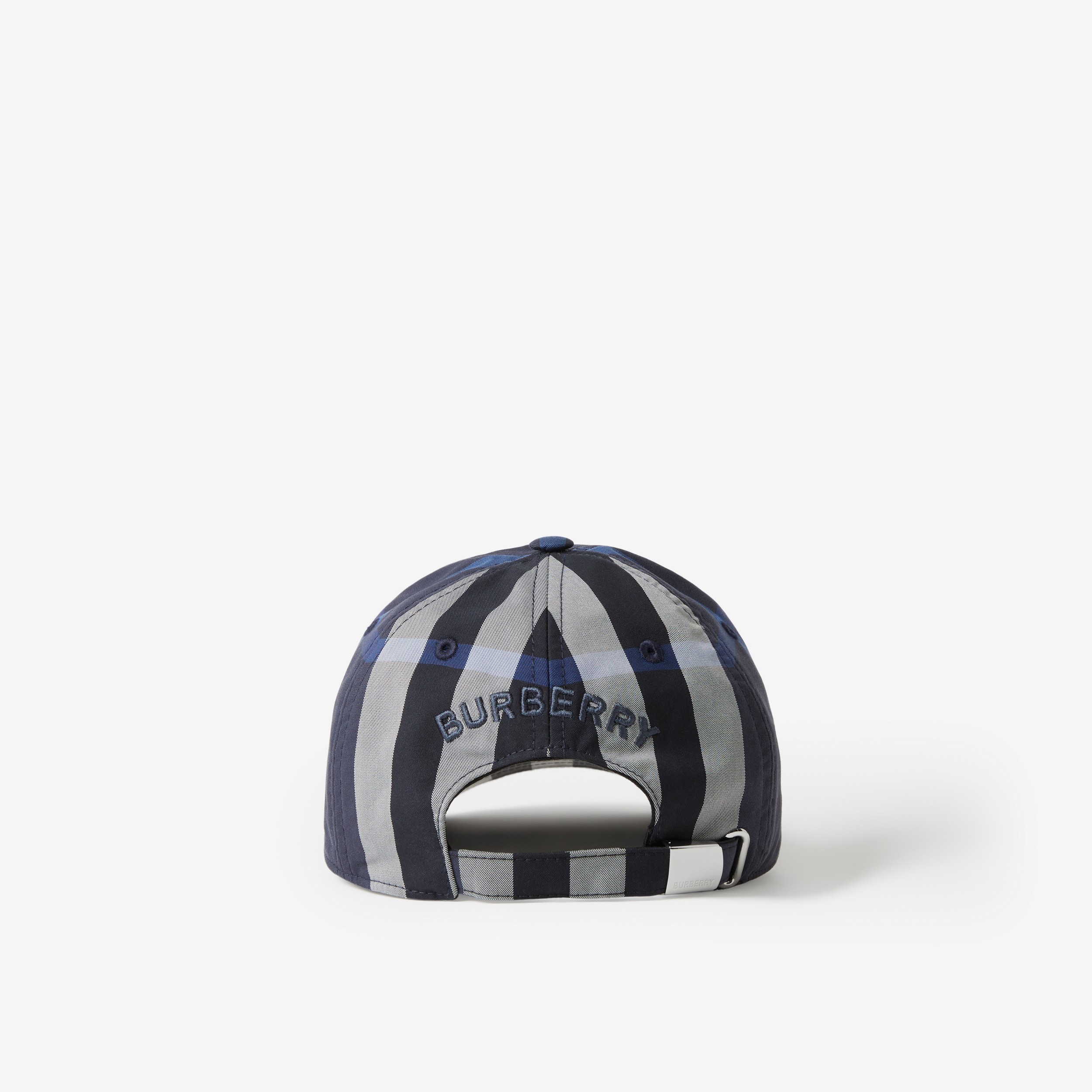 Check Cotton Blend Baseball Cap in Dark Charcoal Blue | Burberry® Official - 3
