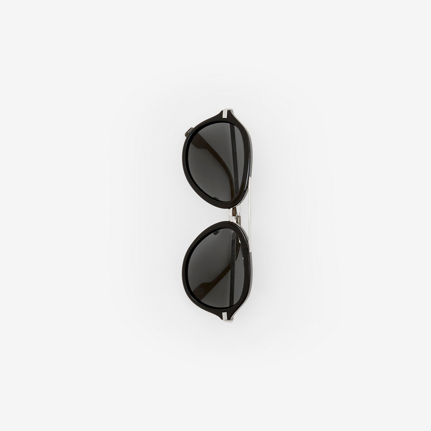 Óculos de sol com armação aviador e detalhe xadrez (Preto) - Homens | Burberry® oficial