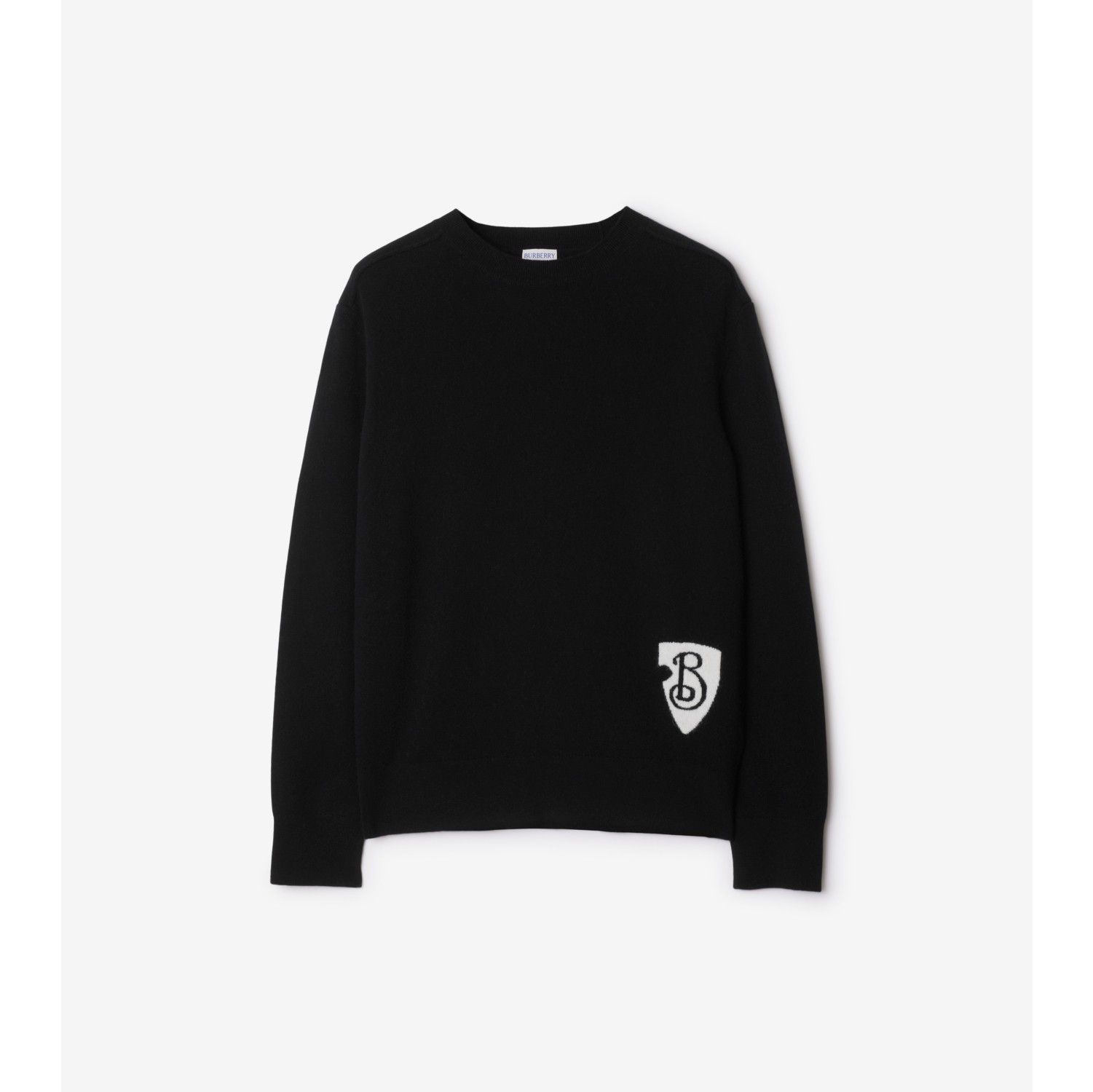 Pull en laine melangee B Shield Noir Homme Alpaga Site officiel Burberry