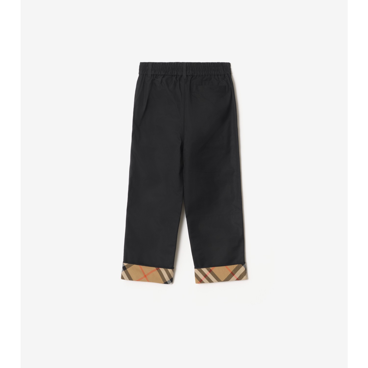 Check Turn-up Cotton Trousers