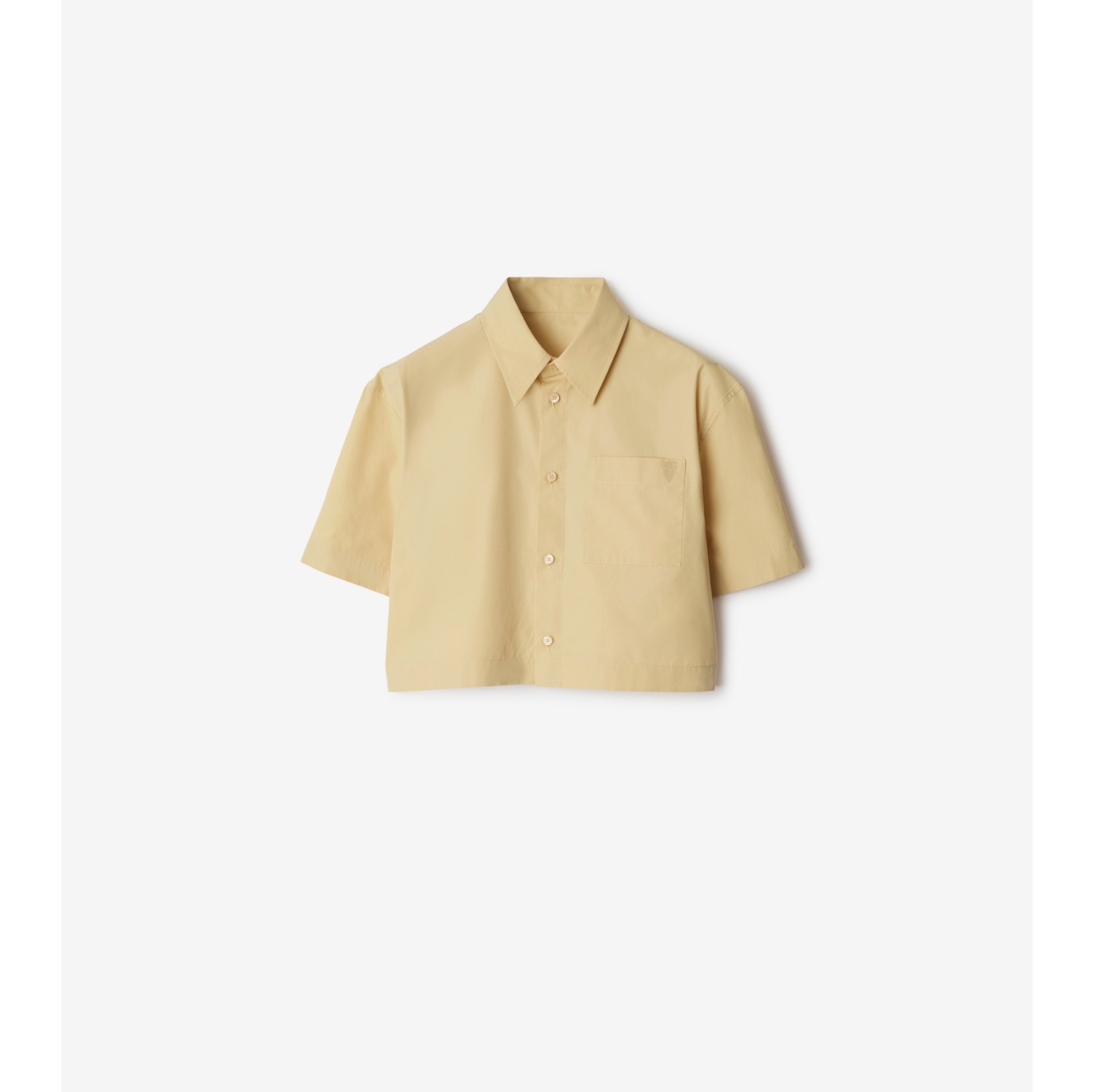 Cropped Cotton Shirt in Hay - Women | Burberry® Official