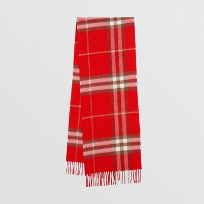 The Classic Check Cashmere Scarf in Red 