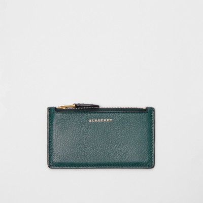 Burberry Two-tone Leather Zip Card Case 