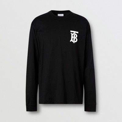 Long-sleeve Monogram Motif Cotton Top in Black - Men | Burberry 