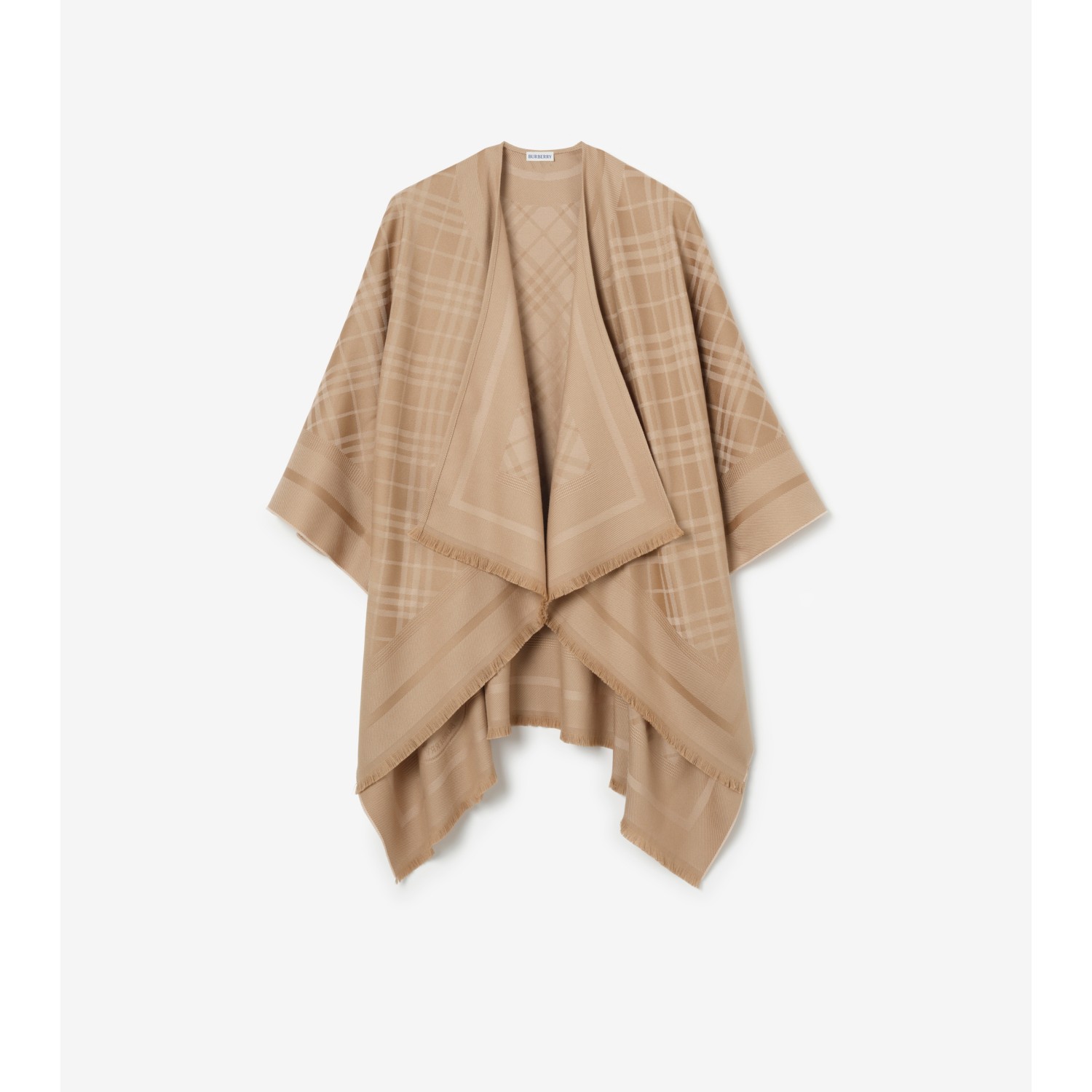 Check Wool Cashmere Cape