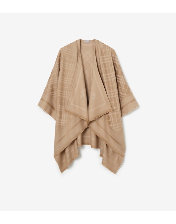 Check Wool Cashmere Cape