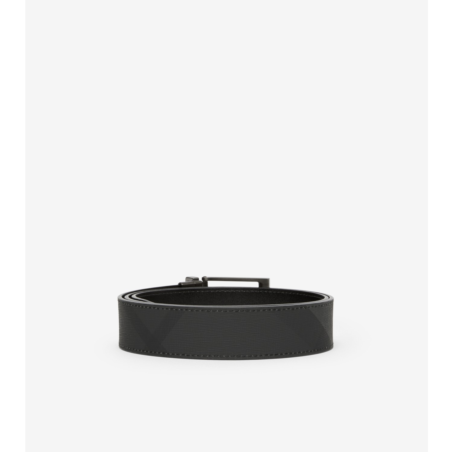 Reversible Check Belt in Charcoal graphite Men Burberry Official