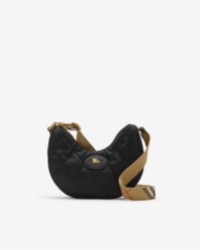 黑色Burberry格纹绗缝Horseshoe斜背包