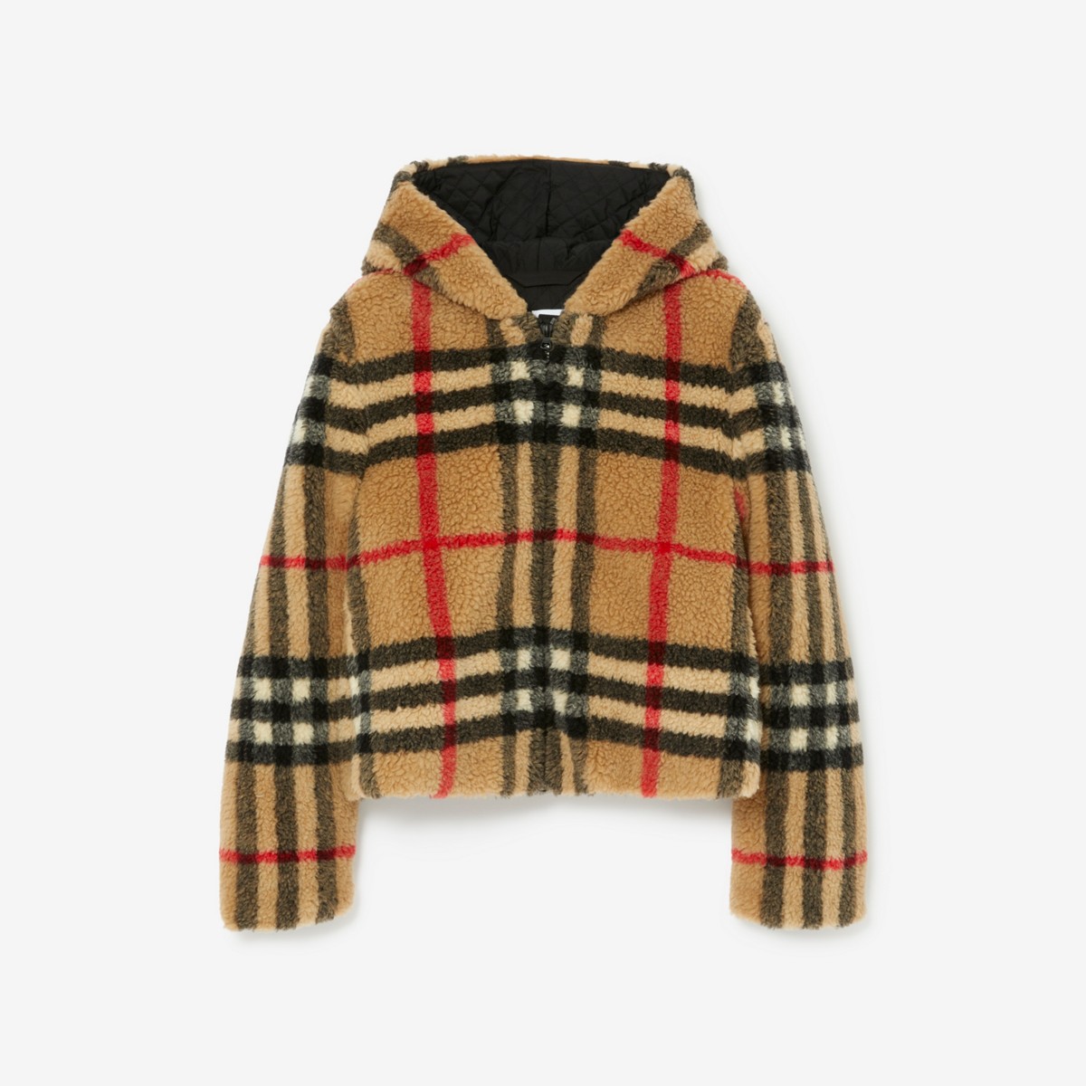 Shop Burberry Check Fleece Jacket In Archive Beige