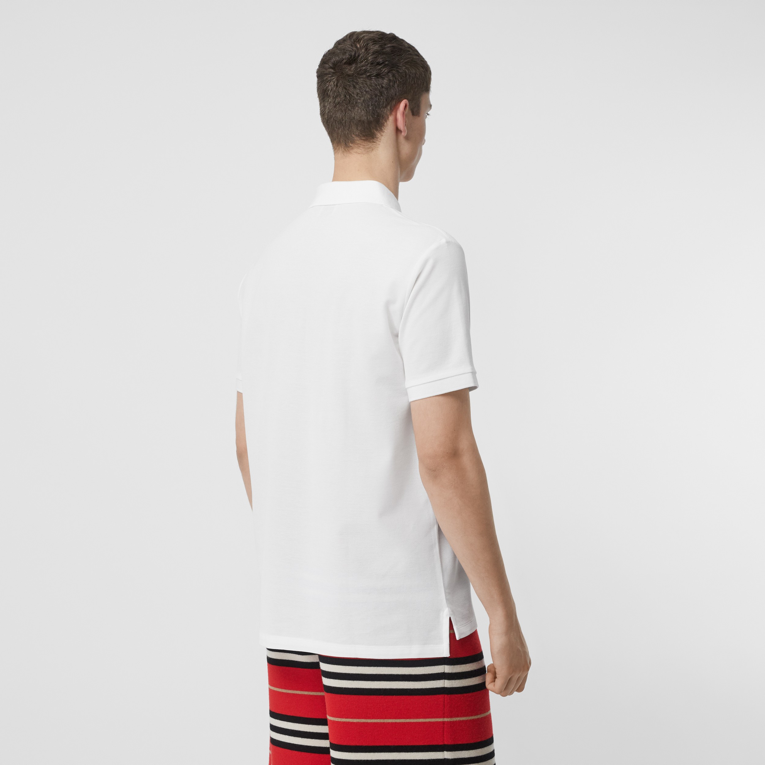 Monogram Motif Cotton Piqué Oversized Polo Shirt in White - Men | Burberry United States