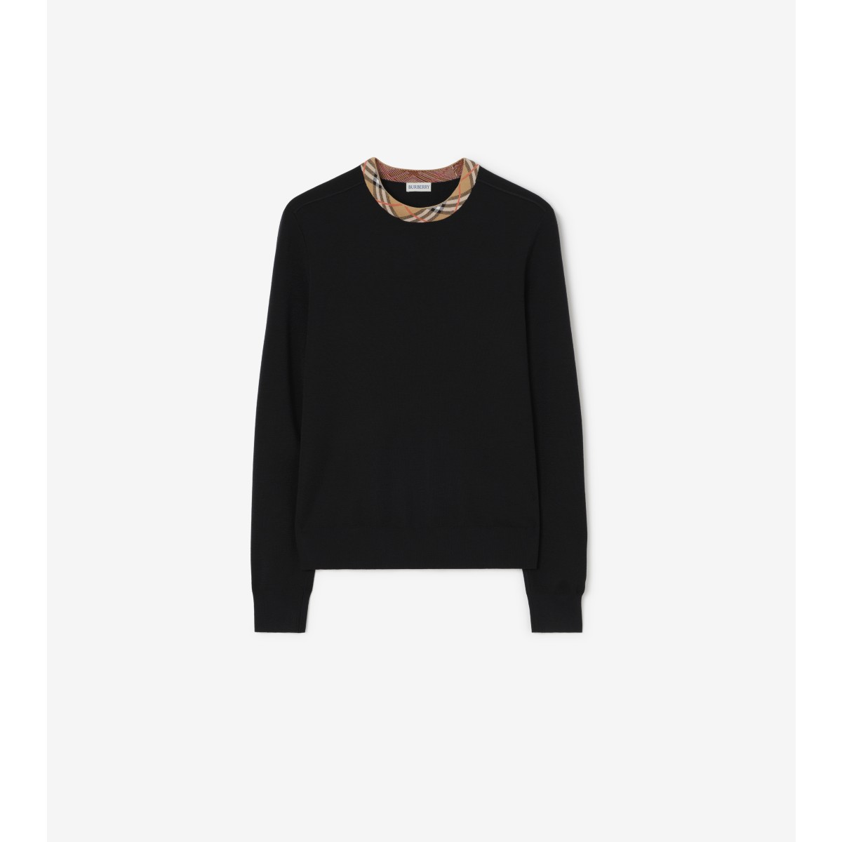  Check Trim Wool Sweater