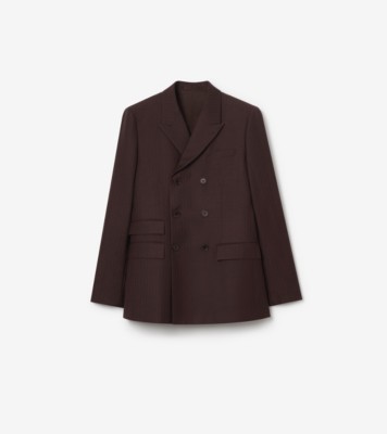 Striped Wool Mohair Tailored Jacket in Log brown - Men | Burberry® Official
