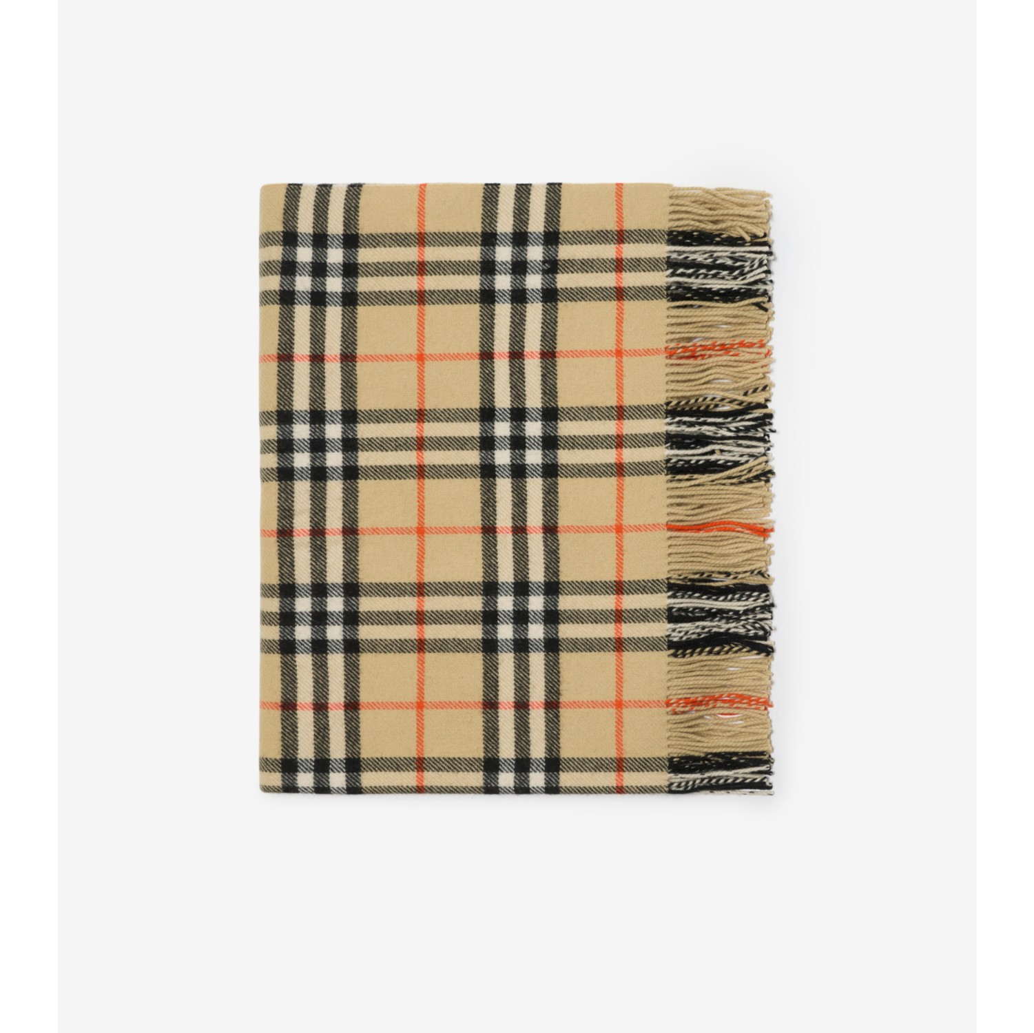 Check Wool Cashmere Blanket in Sand Burberry Official