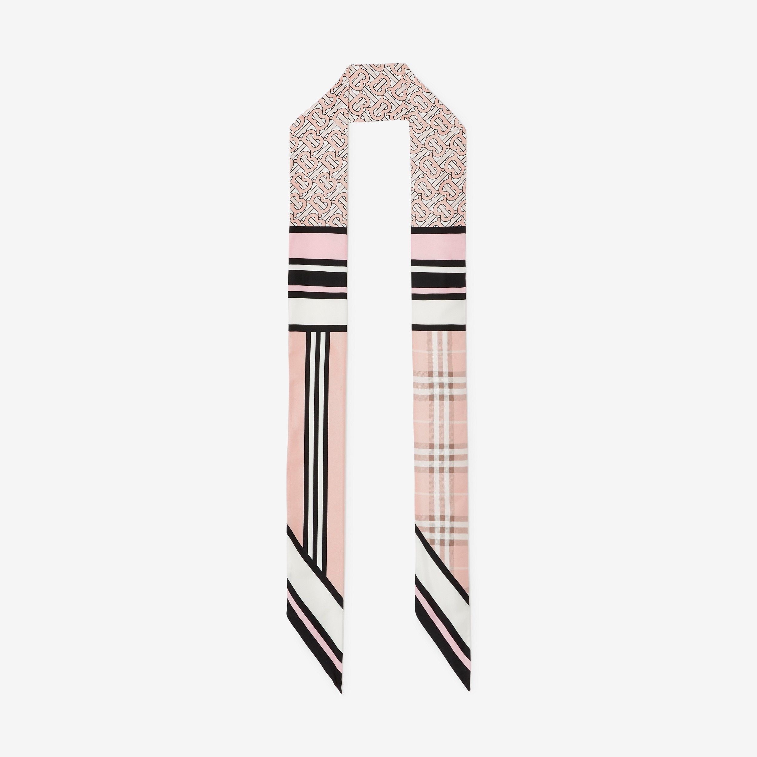 Sciarpa sottile in seta con stampa collage (Rosa Fard) - Donna | Sito ufficiale Burberry® - 1