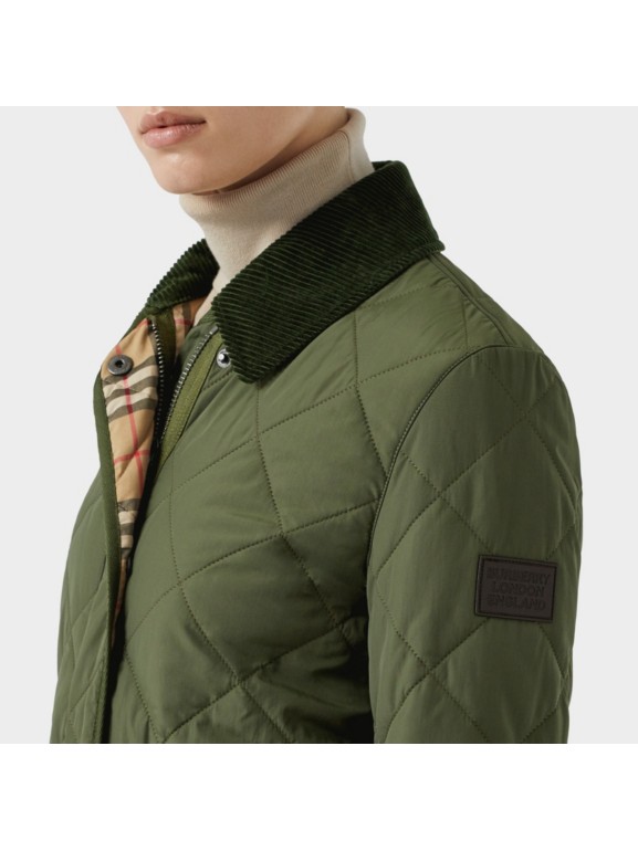 Diamond Quilted Thermoregulated Barn Jacket In Poplar Green