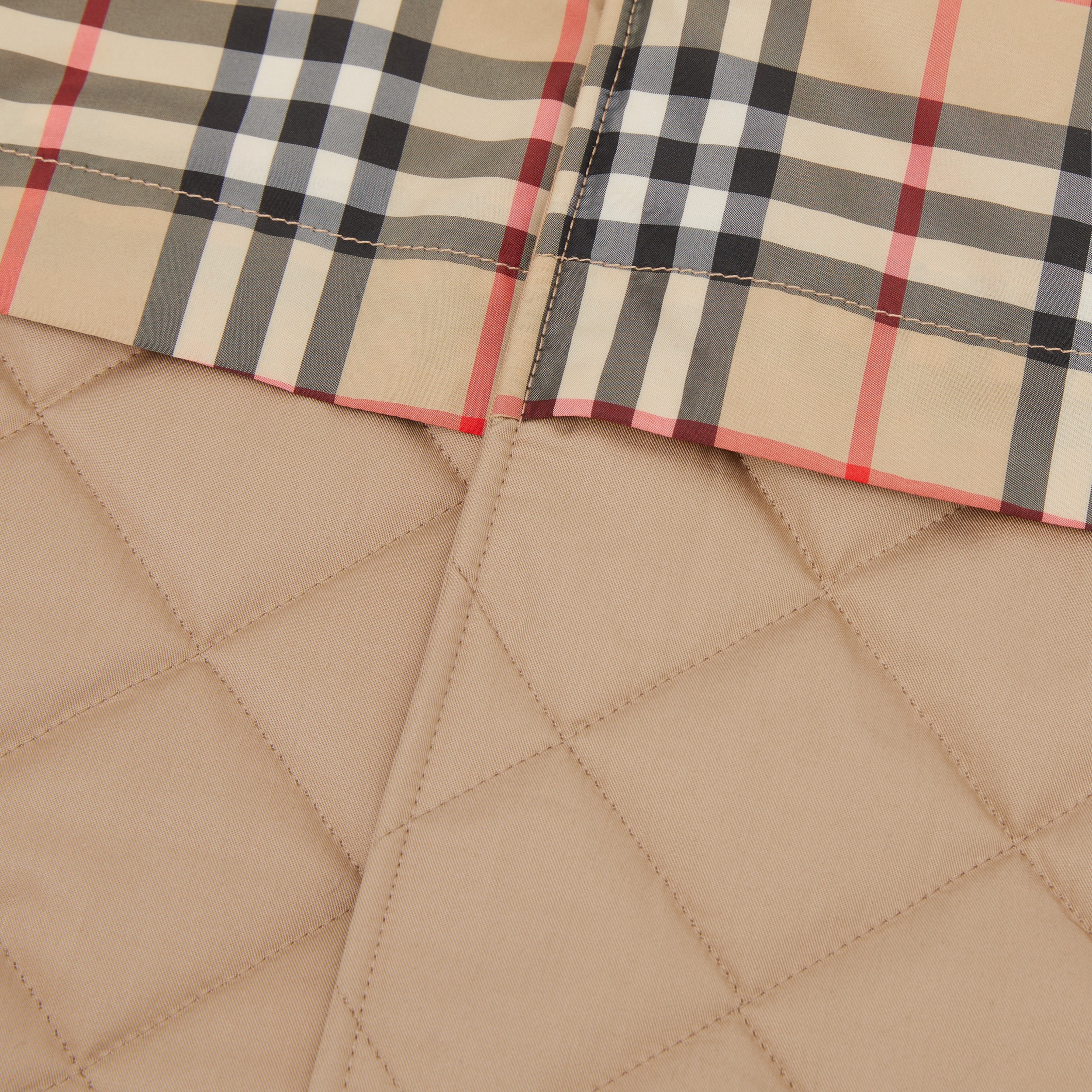 Vintage Check Overlay Cotton Twill Hooded Coat in Archive Beige | Burberry® Official - 2