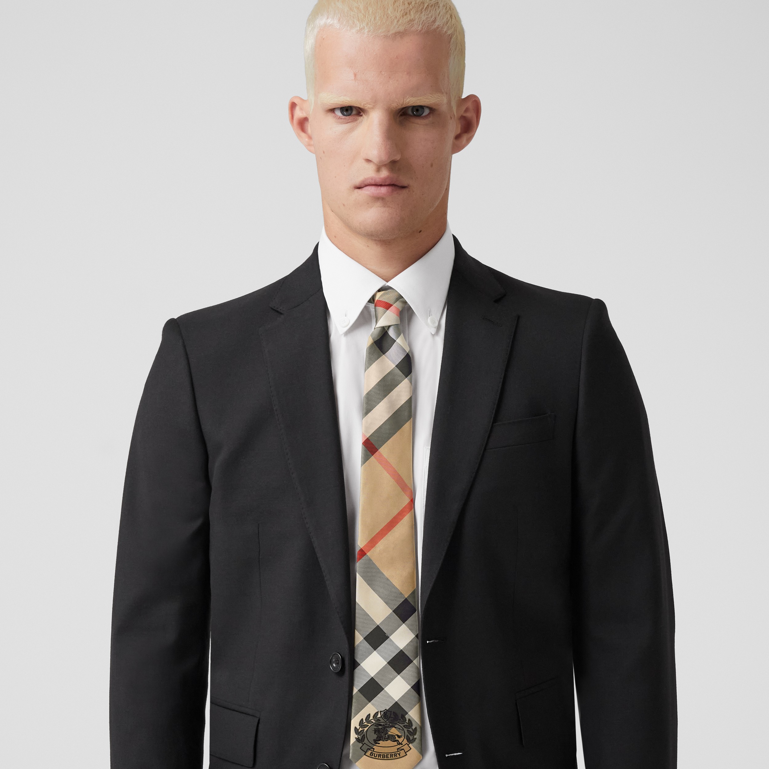 Cravate classique Check avec emblème du Cavalier (Beige D'archive) - Homme | Site officiel Burberry® - 3