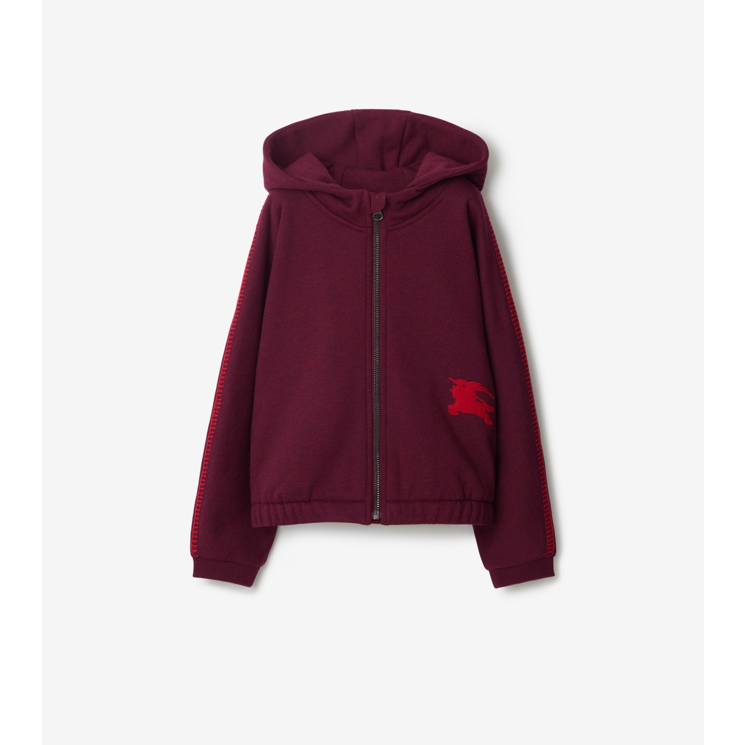 Cotton Zip Hoodie in Claret melange Burberry Official