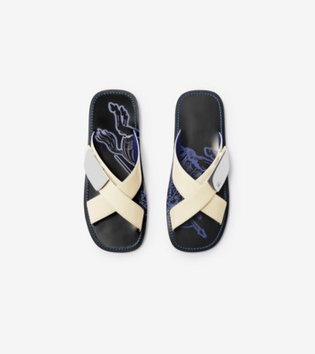 Burberry Strip Shield leather slides - Black