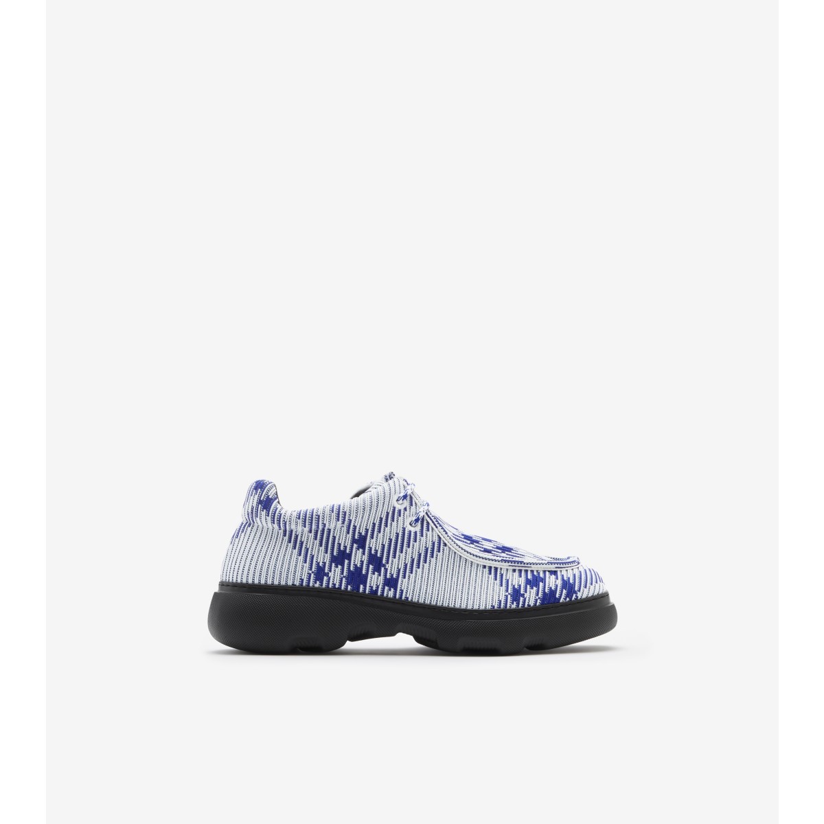 Shop Burberry Check Woven Creeper Shoes In Salt