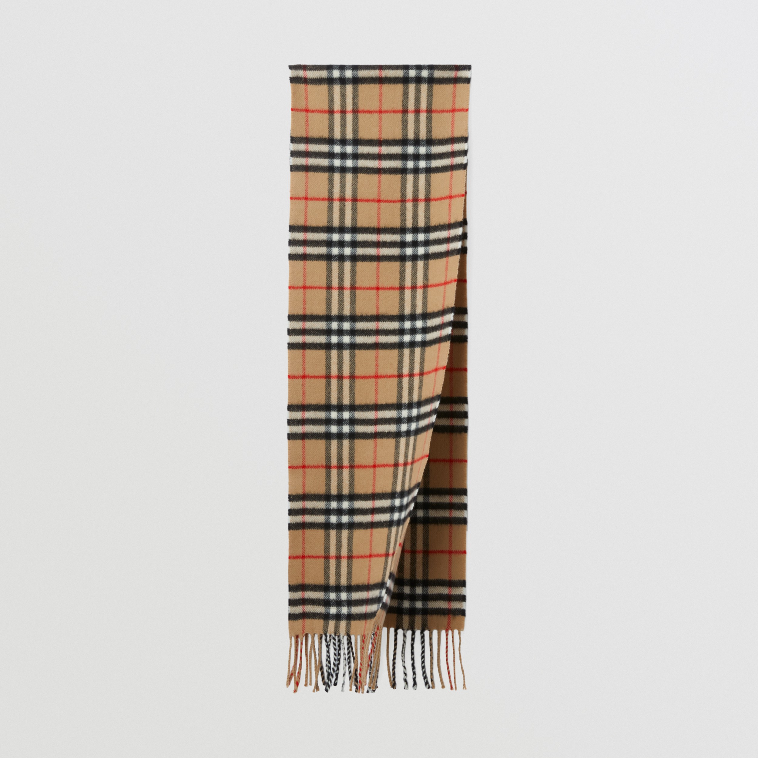 The Mini Classic Vintage Check Cashmere Scarf in Archive Beige - Children | Burberry® Official - 1