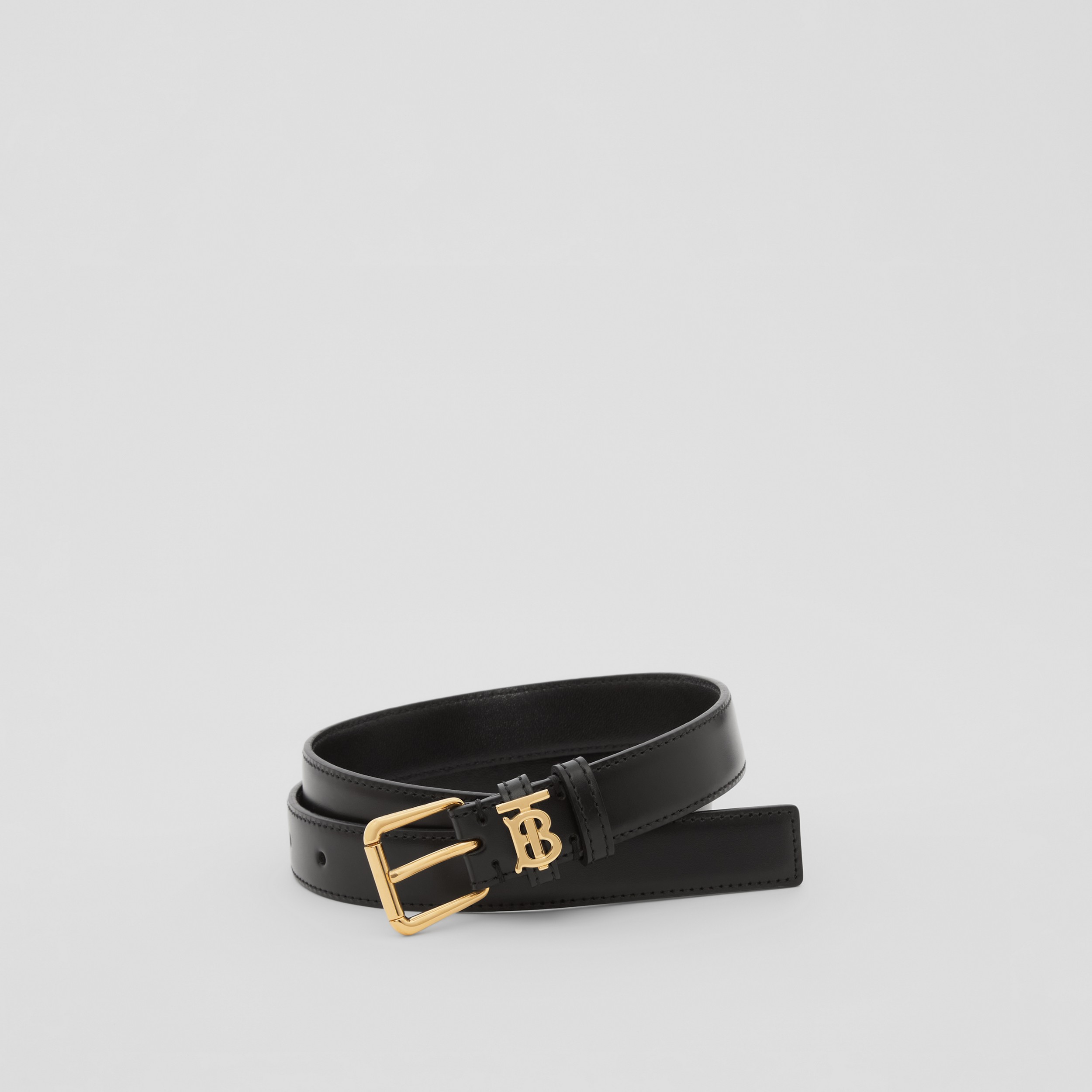 Monogram Motif Leather Belt in Black | Burberry® Official
