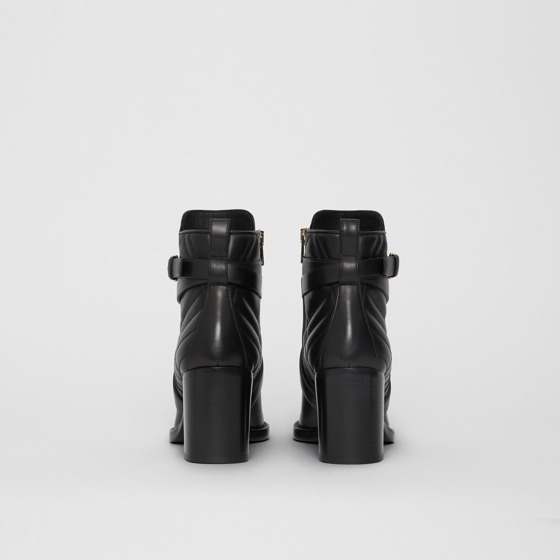Strap Detail Quilted Leather Ankle Boots in Black Women Burberry