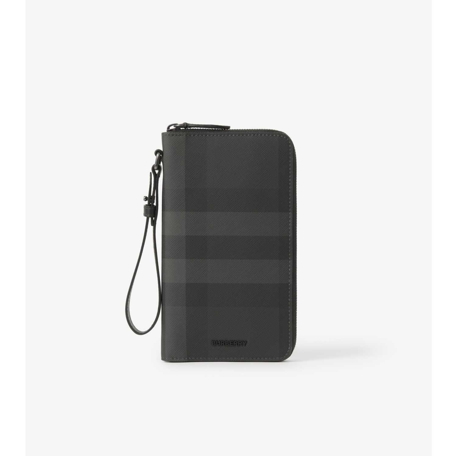 Check Zip Card Case in Charcoal - Men | Burberry® Official