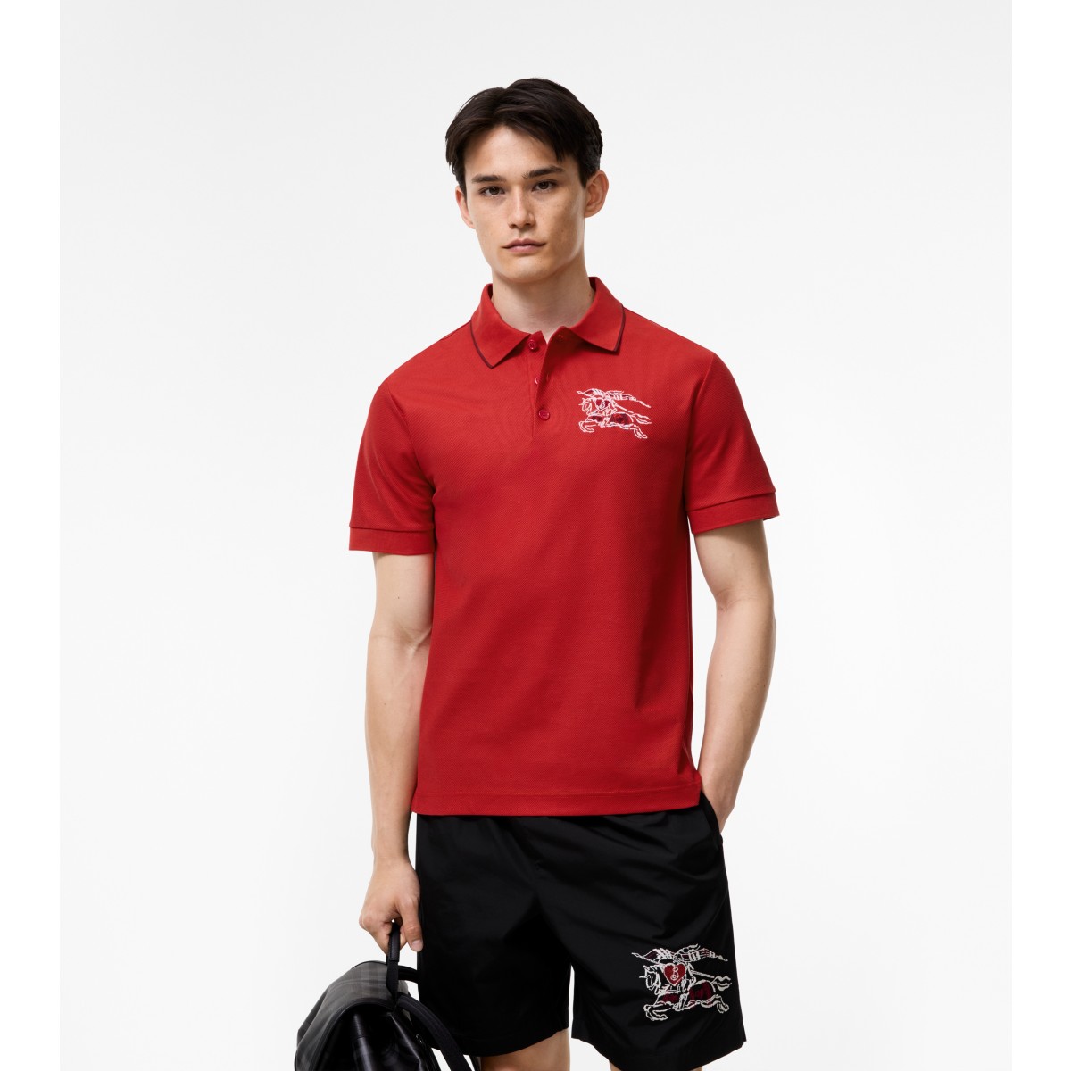  Embroidered Heart Knight Cotton Polo Shirt