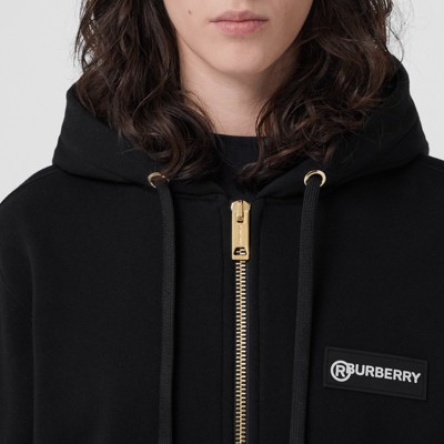 burberry vintage check panel cotton moletom com capuz