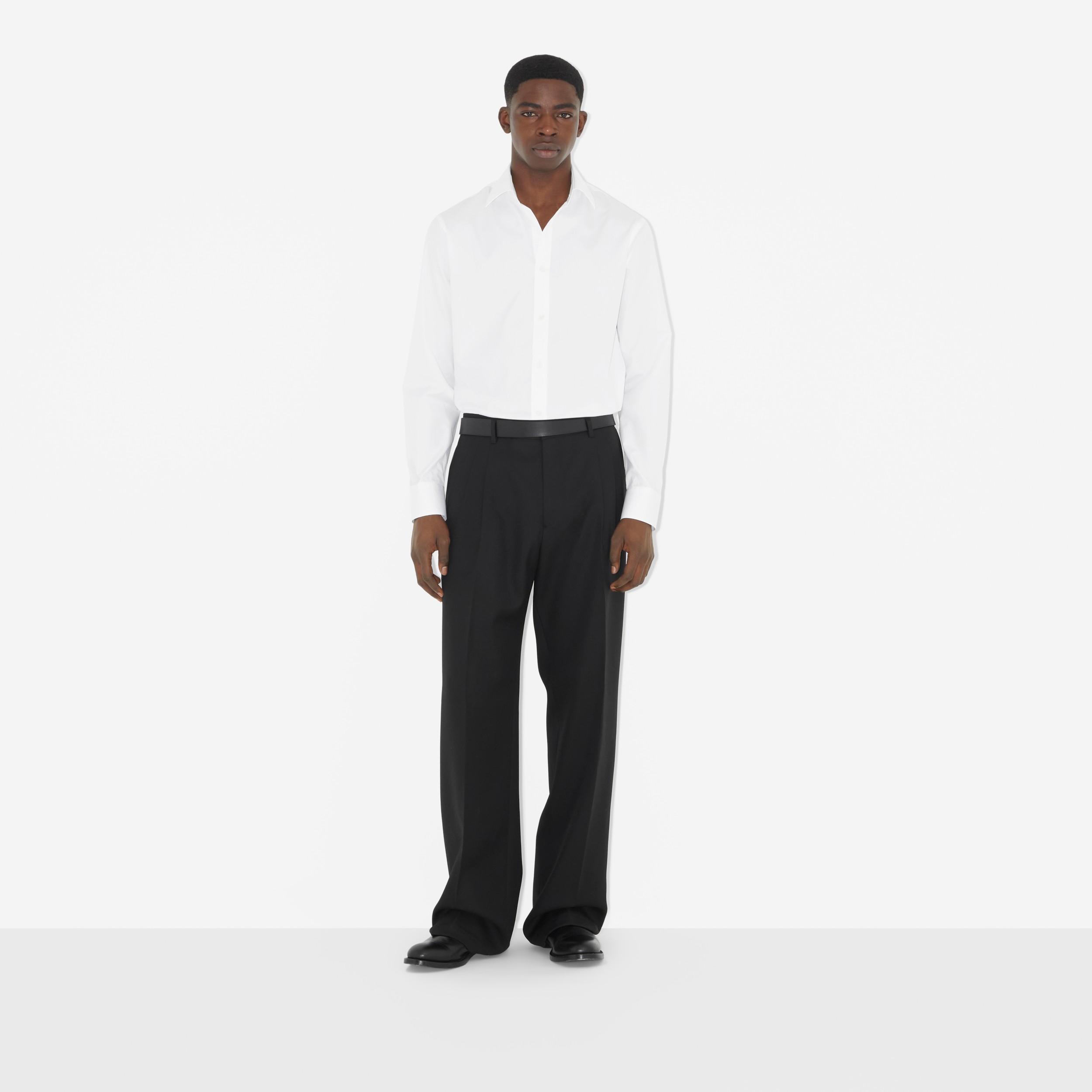 Cotton Poplin Slim Fit Shirt in White - Men | Burberry® Official - 2