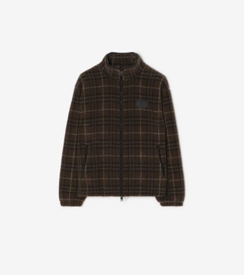 Check Wool Cashmere Blend Fleece Jacket Sepia ®