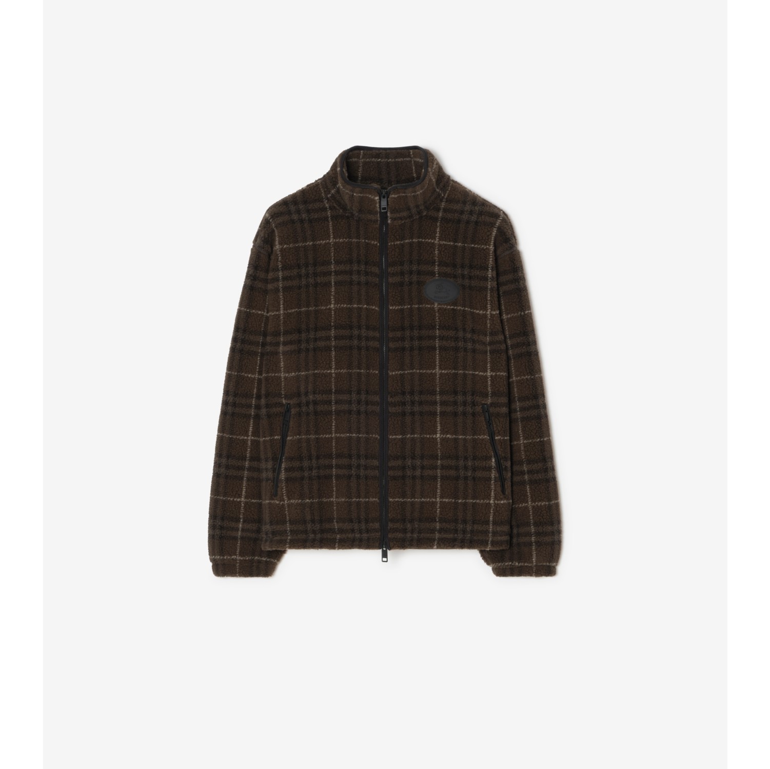 Check Wool Cashmere Blend Fleece Jacket