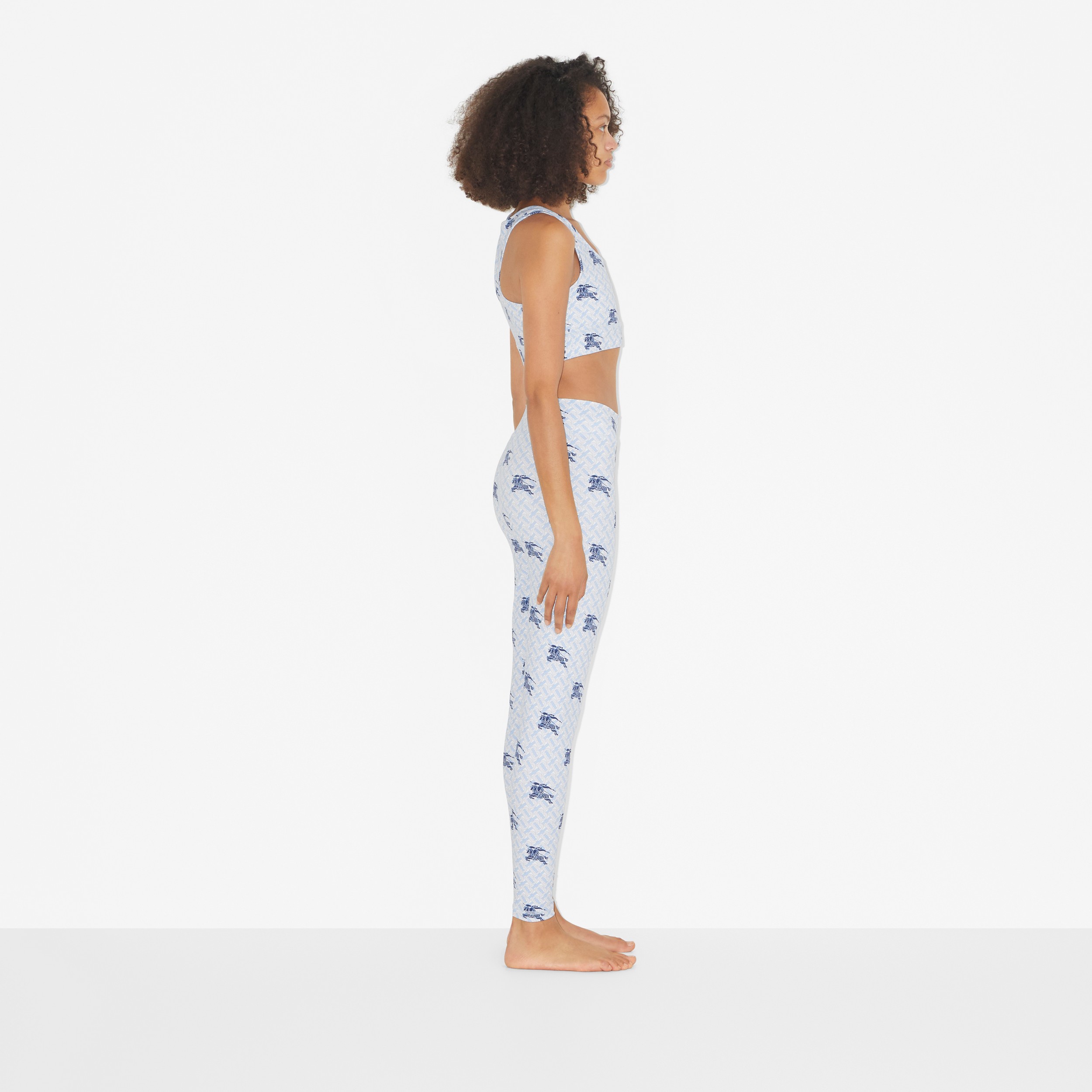 Leggings de malha stretch com monograma e estampa EKD (Azul-marinho) - Mulheres | Burberry® oficial - 3