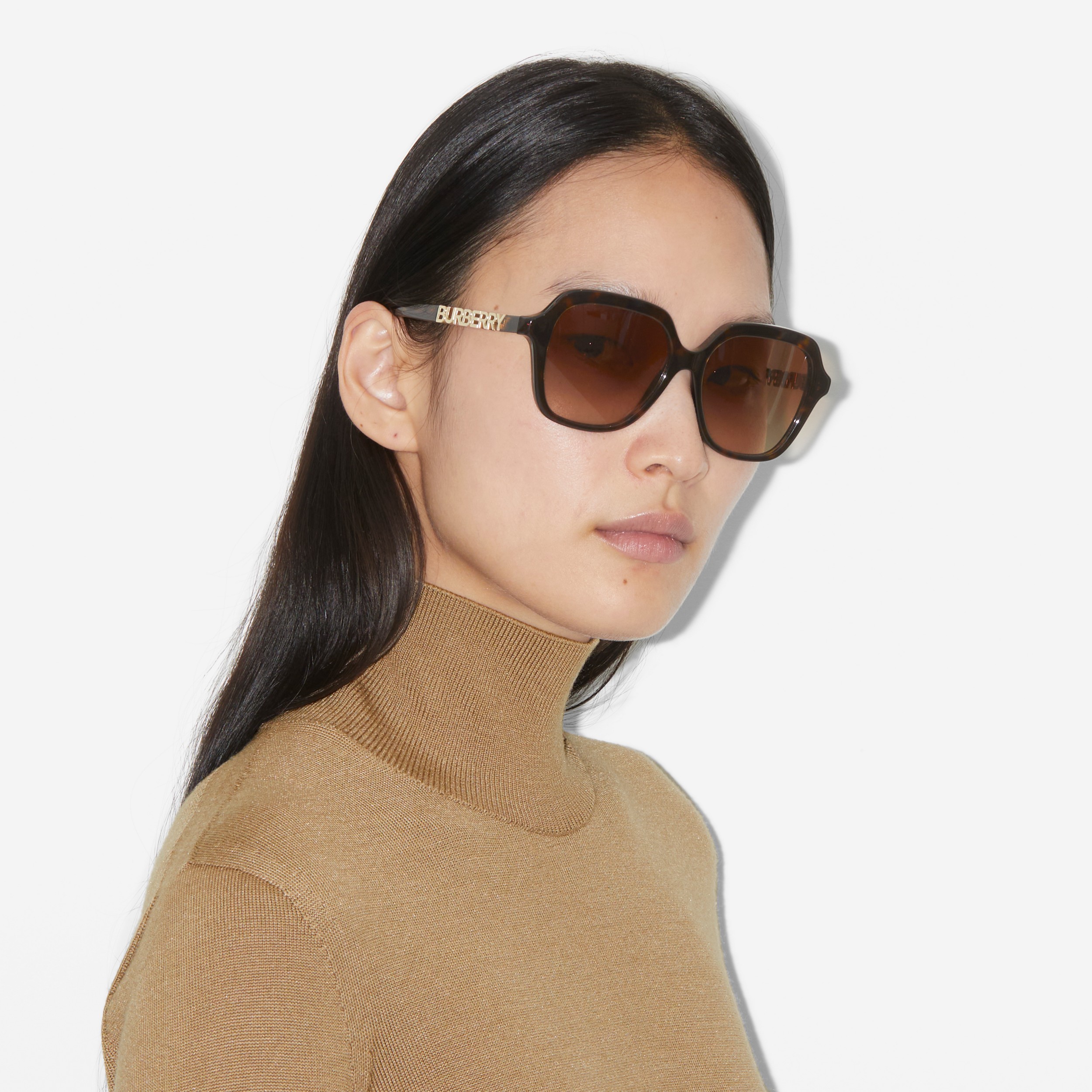 Oversize-Sonnenbrille mit eckiger Fassung (Schildpattfarben) - Damen | Burberry® - 4