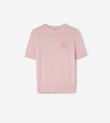 Knight Wool Cotton Top in Mallow pink - Women, Lace | Burberry® Official