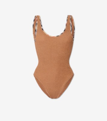 Faye Swimsuit in Metallic cocoa - Women, Nylon | Burberry® Official