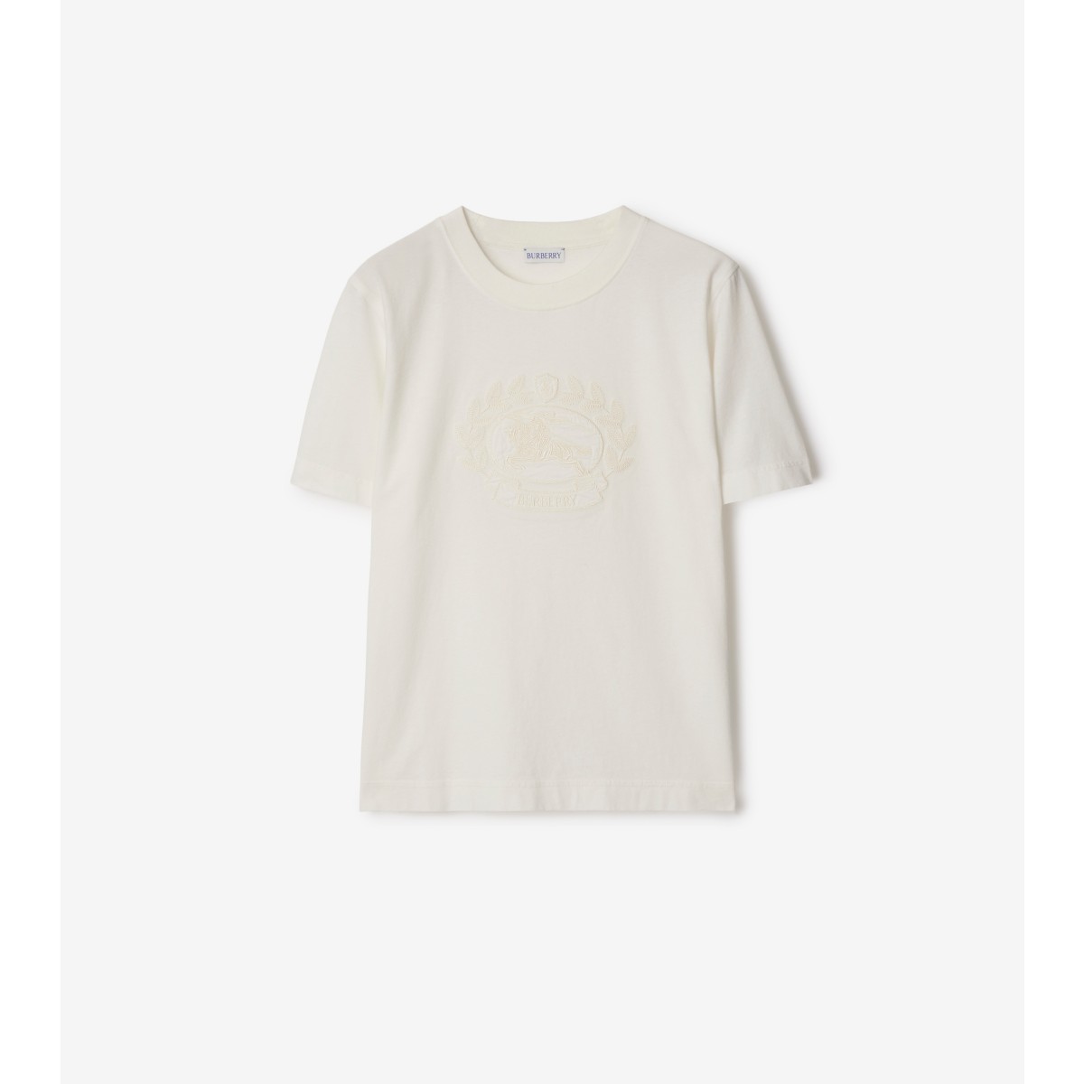 Shop Burberry Ekd Cotton T-shirt In Chalk