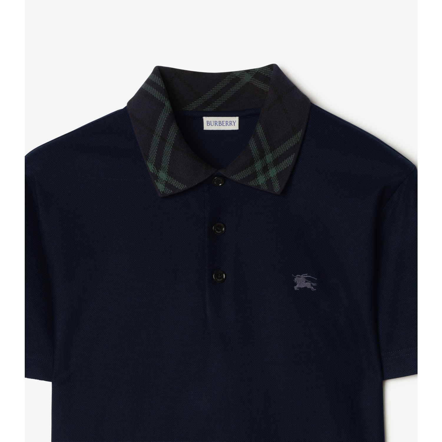 Check Collar Cotton Polo Shirt