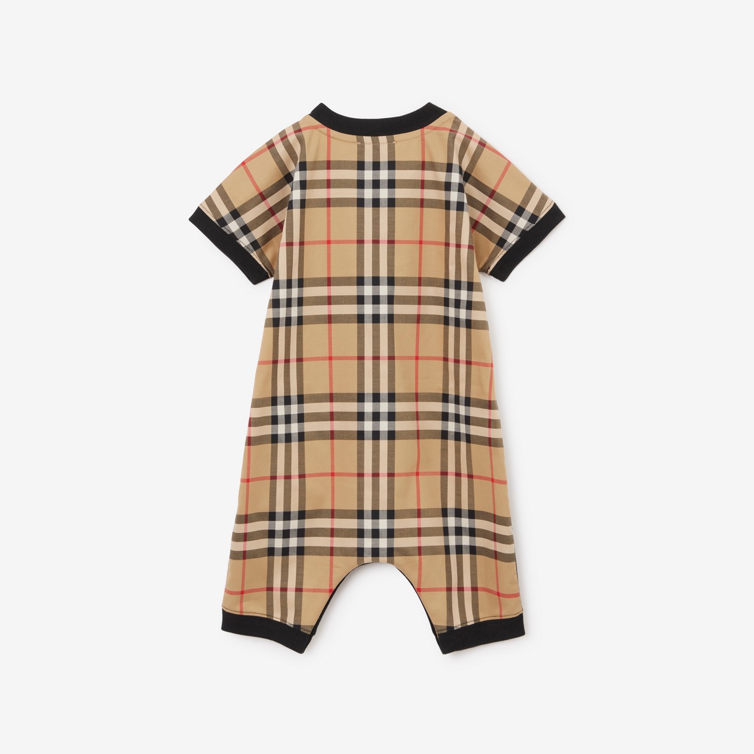 Check Panel Cotton Playsuit in Black - Children | Burberry® Official