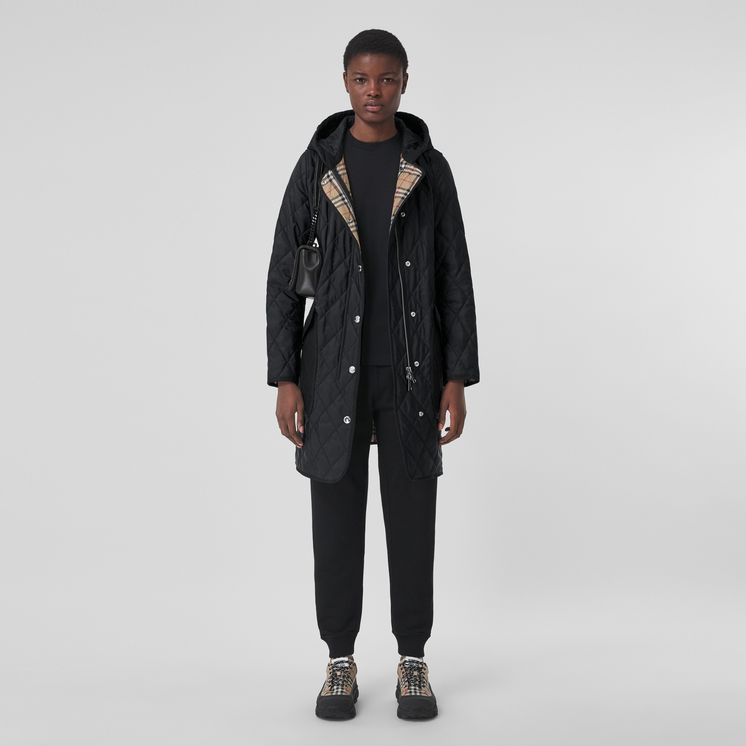 Diamond Quilted Thermoregulated Hooded Coat in Black - Burberry