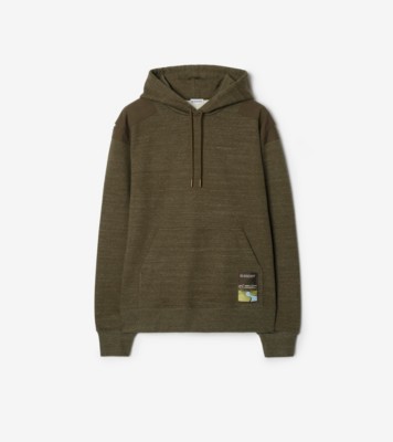 Landscape Label Cotton Hoodie in Thorn green melange - Men