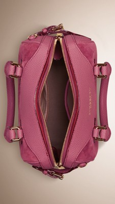 mauve pink the mini bee in embossed check suede - image 4