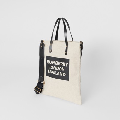 Logo Cotton Canvas Tote Bag in Natural 