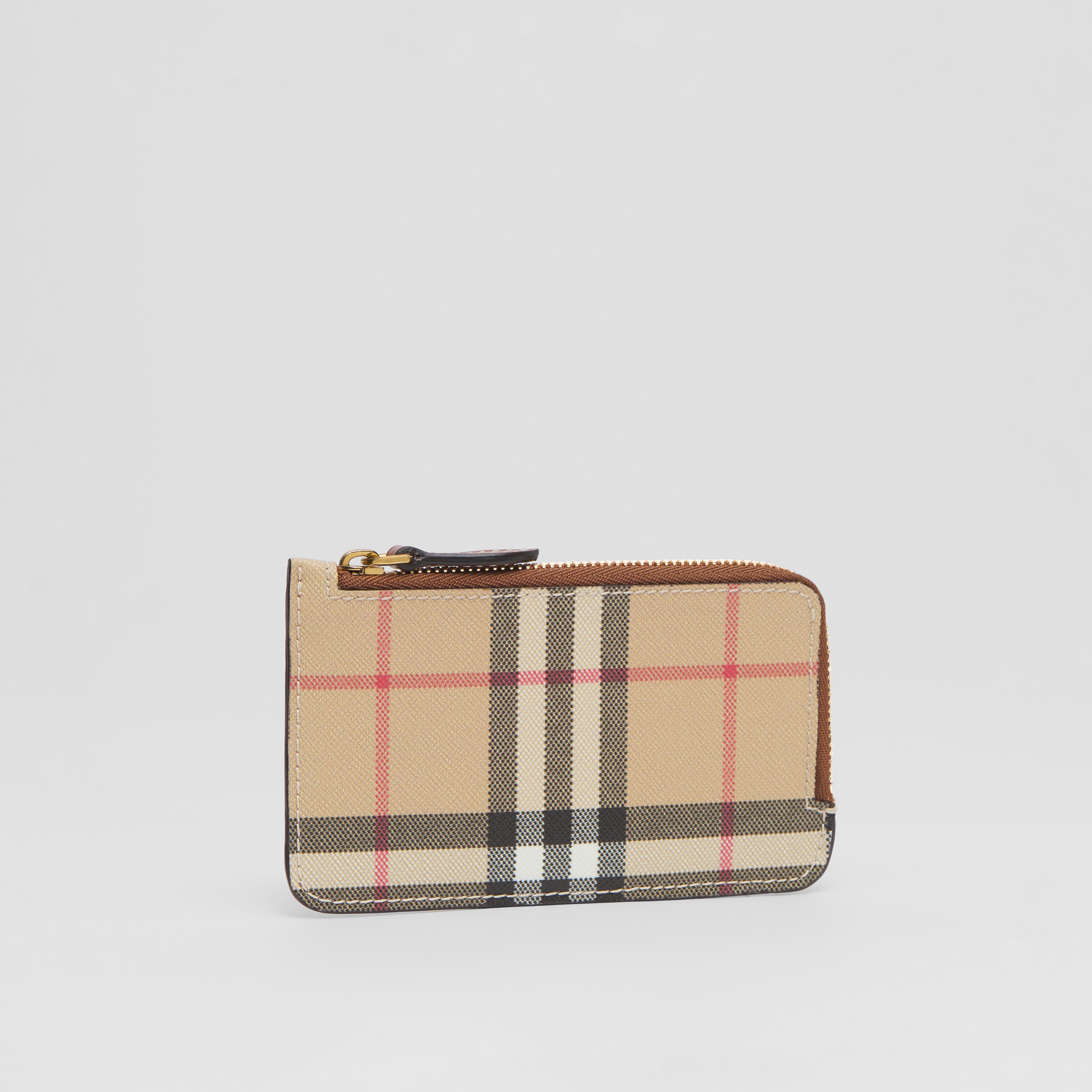 Vintage Check and Leather Zip Card Case in Archive Beige/tan - Women | Burberry® Official - 4