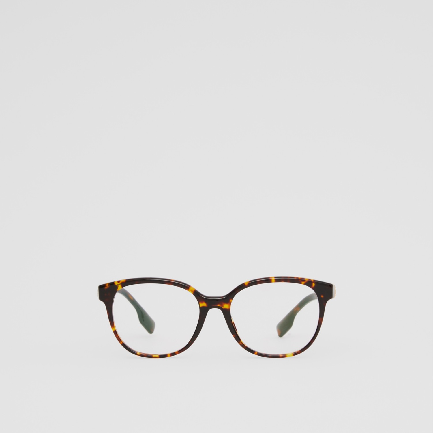 Monogram Motif Round Optical Frames in Tortoiseshell Women Burberry Official