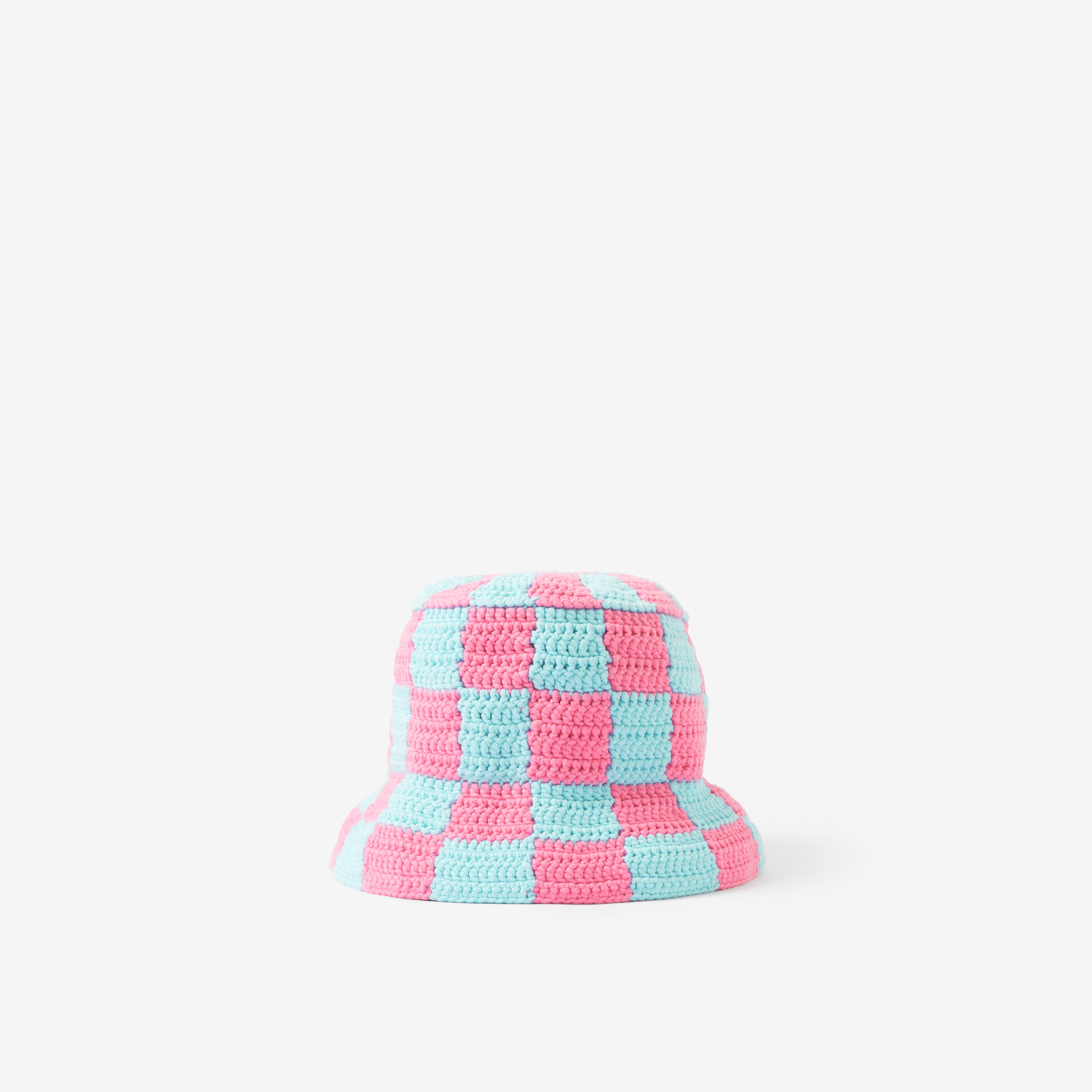 Crochet Technical Cotton Bucket Hat in Blue/pink | Burberry® Official - 1